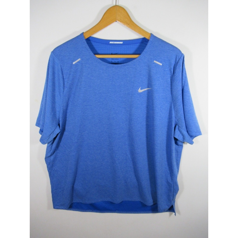 Nike Rise 365 T Shirt Men XXL Blue Short Sleeve Dri-Fit Reflective cj5420